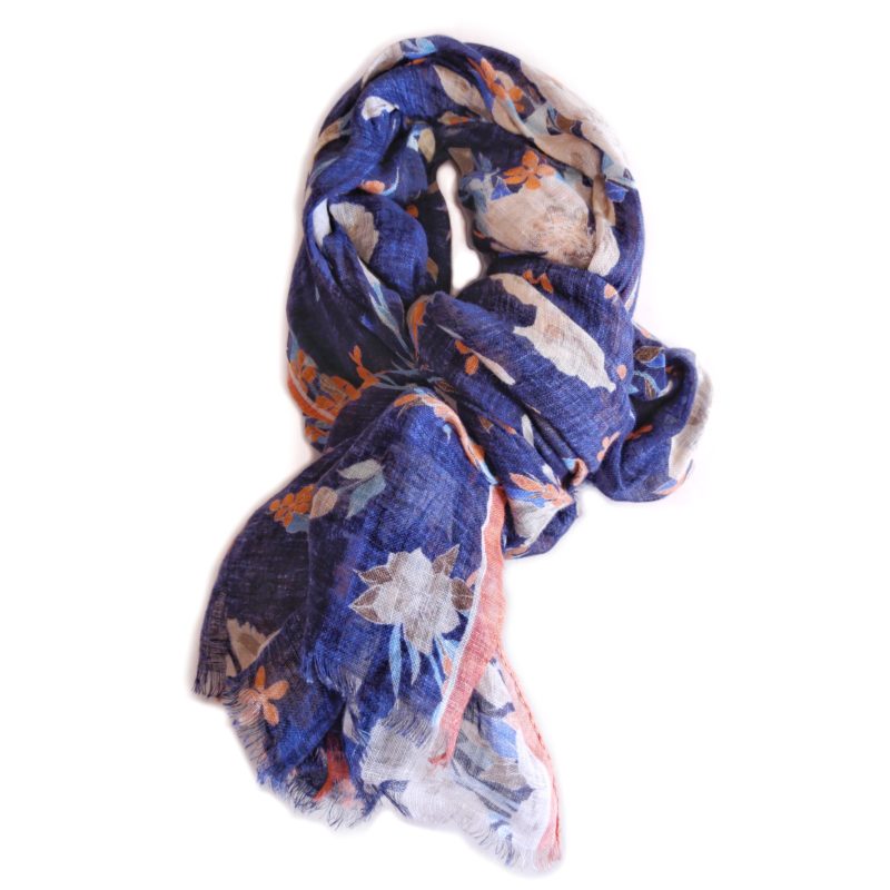Sciarpa in lino blu