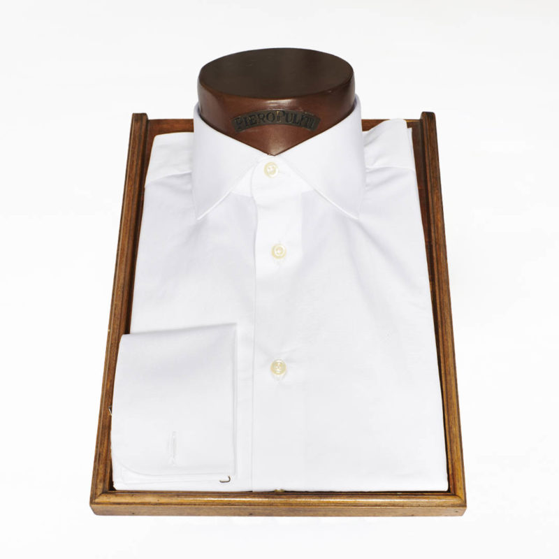 Camicia polso doppio twill bianco
