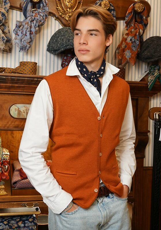 Orange knit vest